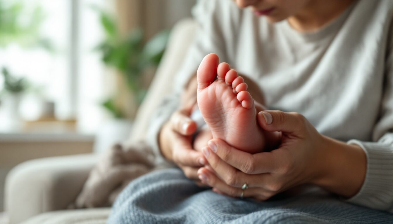 bébé pied rouge et chaud