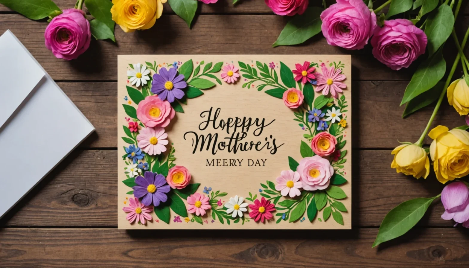 carte fête des mères fleurs