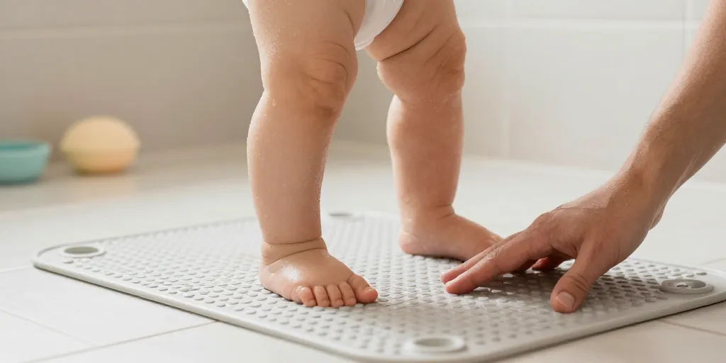 Quel tapis de bain pour un bébé qui commence à se tenir debout ?